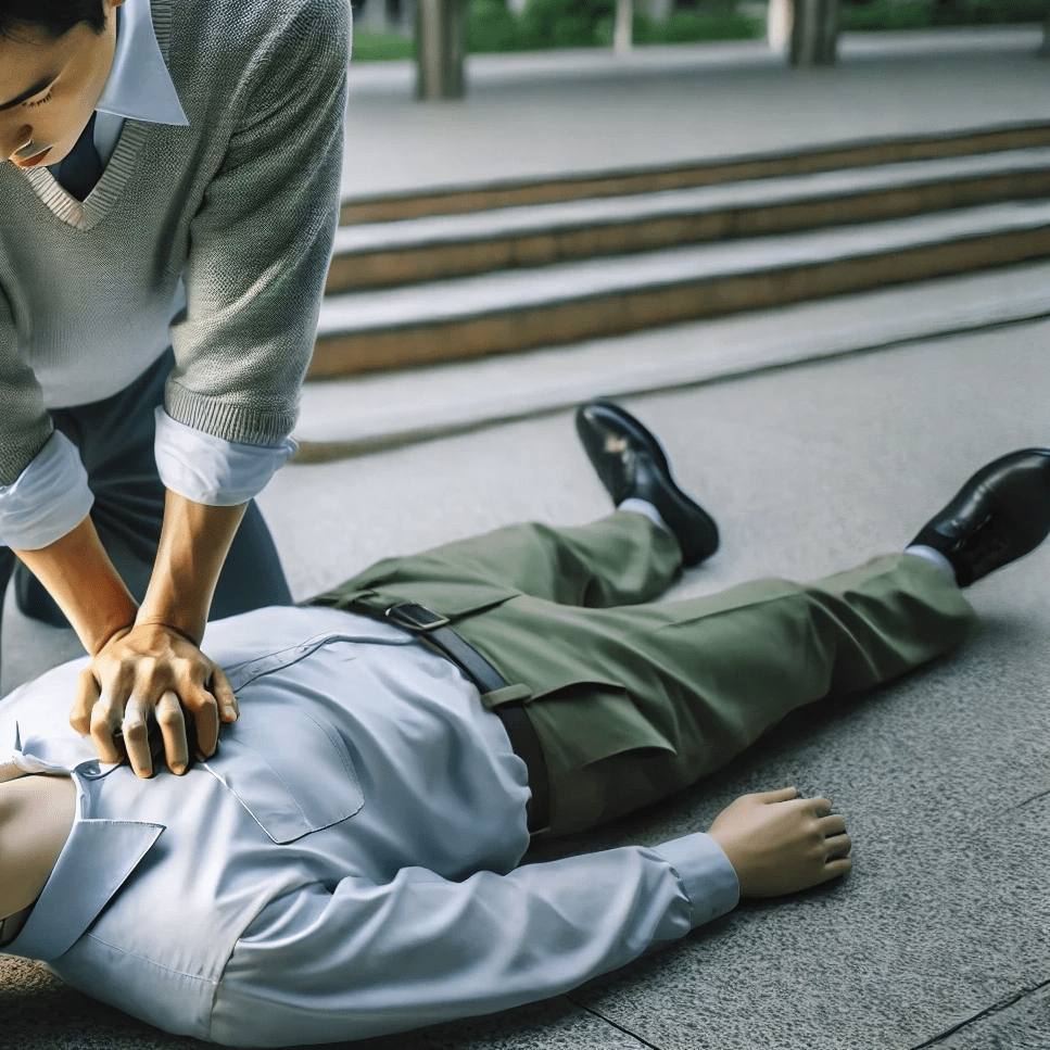 Homme allongé Massage cardiaque externe